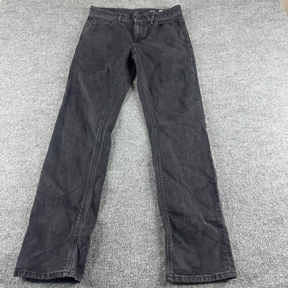 Volcom Solver Modern Straight Jeans Mens 28 Black Charcoal Wash Stretch Denim